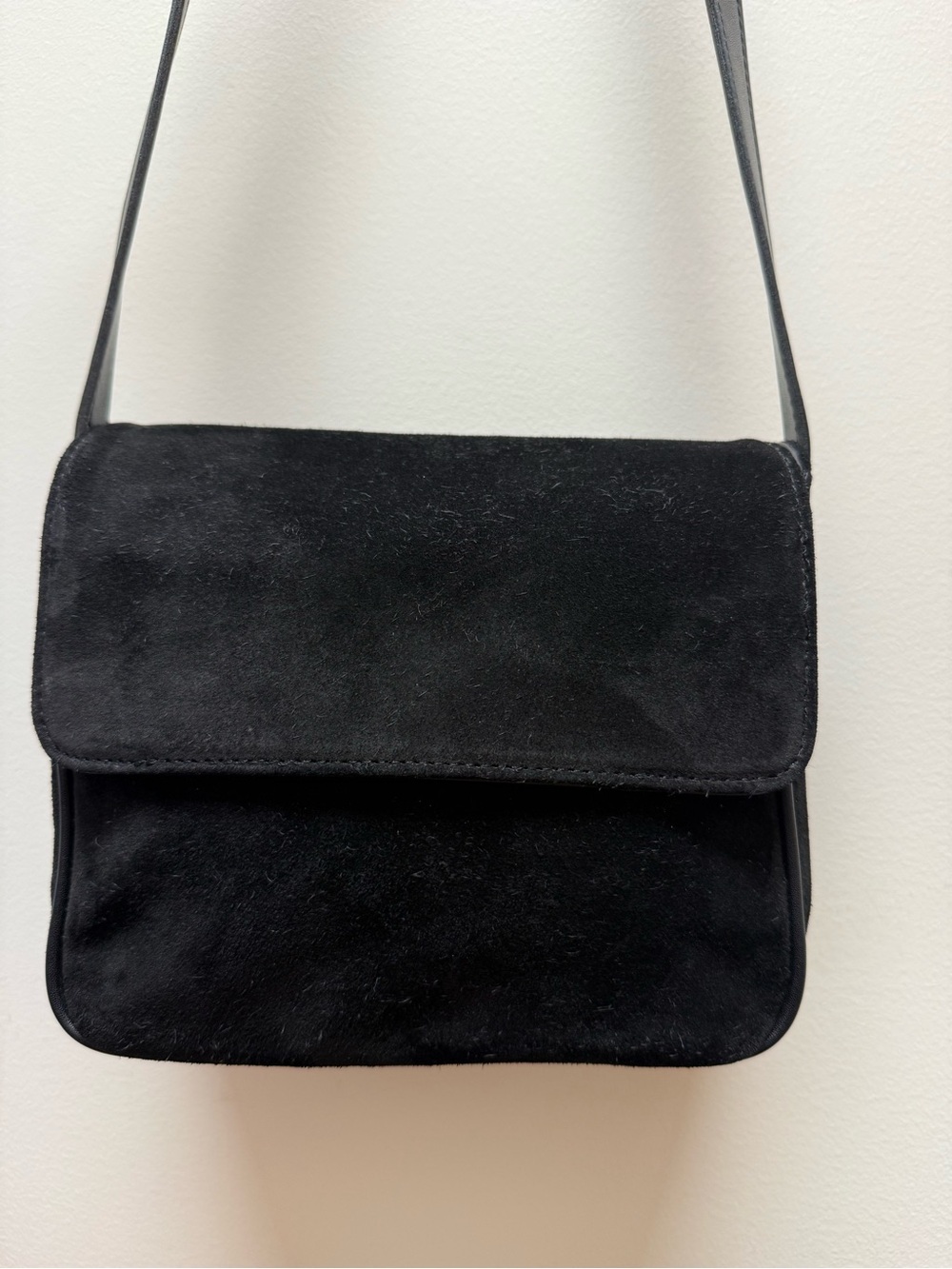 Nine West Vintage Suede Black Flap  Crossbody Bag